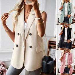 Gilets Femme Phantasy Femme Costume Gilet Tempérament Banlieue Manteau Automne Hiver Slim Fit Cardigan Avec Poches Botton Sans Manches Outwear