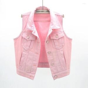 Damesvesten Roze Denim Vest Voor Dames Koreaans Slank Mouwloos Jasje Casual Vest 3XL 4XL 5XL Plus Size Jeansjas Vrouwelijke Zomer