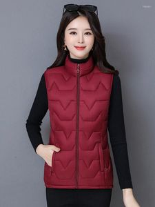 Chalecos de mujer de talla grande, chaleco de invierno para mujer, cuello levantado, ropa de abrigo acolchada de algodón, chaqueta delgada sólida, negro, rojo, verde, chaleco femenino