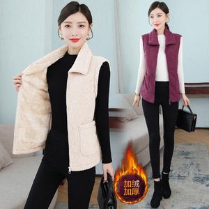 Chalecos de mujer Chaleco de peluche Chaleco Mujeres Ropa exterior 2023 Otoño Invierno Mujer Moda coreana Chaqueta suelta V111