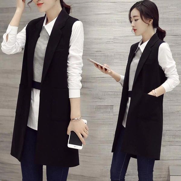 Versons pour femmes S-3xl Femmes Blazer Verte Long Black Washing Veste Slim Loose Printemps Summer Automne Fashion Casual Office Costume Plus taille