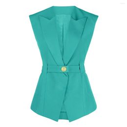 Dames Vesten S-XL Drie Kleuren Hoge Kwaliteit Mode Effen Mouwloze Revers Tailleband Past Goed Bij Commuter Stijl Dames Vest