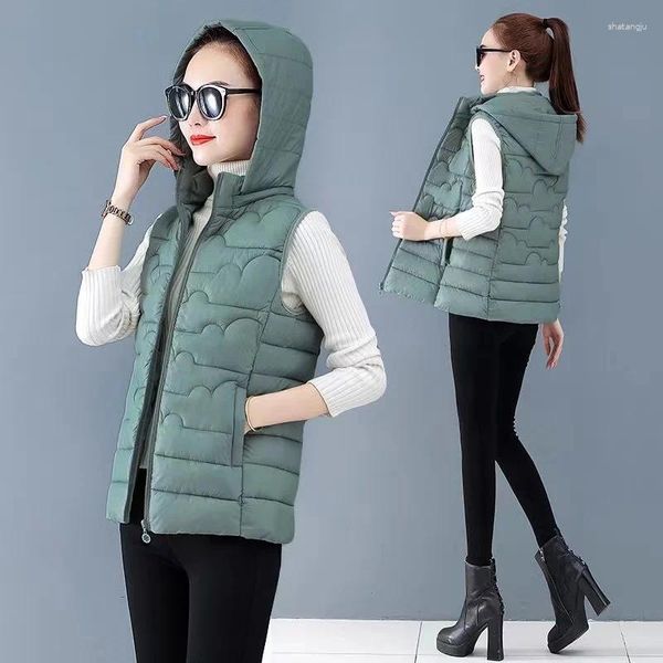 Gilets pour femmes veste sans manches femmes ultra légère vers le bas mince fille gilet léger coupe-vent chaud gilet femme hauts 5XL