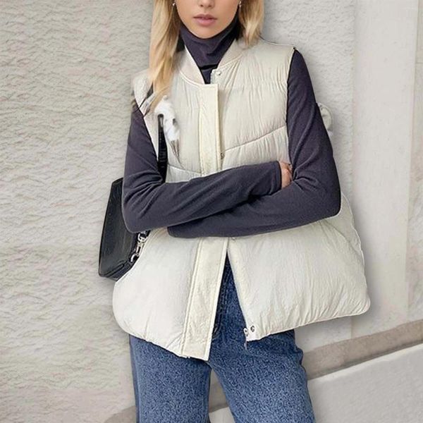 Gilets en coton de couleur unie pour femmes, Style court pour automne/hiver, manteau à pain sans manches, coupe ample, manteaux à manches cloche pour femmes