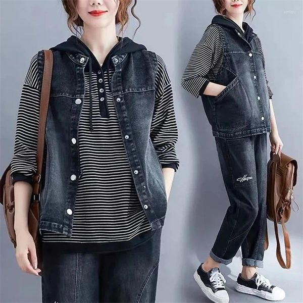 Vêtes pour femmes Spring Summer Ladies Denim Vest Coat 2024 Coréen Version Cowboy Cowboy Elegant Pulvyle Lady Horse Clip de cheval