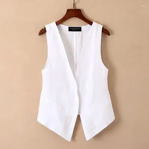 Versons pour femmes Spring Summer Coton Coton Linage Vest de grande taille