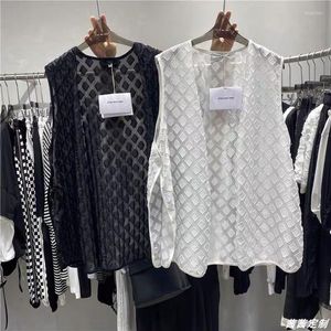 Gilets pour femmes Printemps Eté Gilet Femmes Veste Sans Manches Cardigan Blanc Mince Top À Carreaux Noir Manteau Surdimensionné Vêtements De Mode Coréenne