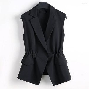 Chalecos de mujer primavera verano mujer chaqueta sin mangas abrigo chaleco largo Blazer trabajo Formal señoras Oficina Vintage traje ajustado chaleco femenino E18