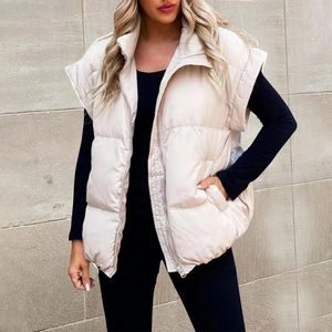 Gilets pour femmes Collier matelassé Gilet matelassé pour femmes Cap sans manches Zip Up Veste Hiver Chaud Rembourré Gilet Garçons Duster Pizza