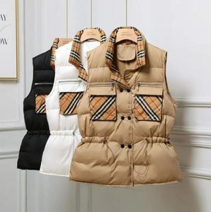 Designer damesvesten staande kraag naar beneden katoenen vest mode casual geruite printing dames bovenkleding jassen