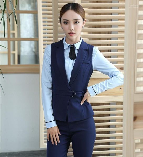 Vers pour femmes Style 2023 Fashion Femmes Gilet pour femmes pour les dames Office Uniform Designs Work Wear vêtements Navy Blue Kare22