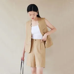 Vestes pour femmes Lin de lin d'été dames célibataires veste de veste sans manches décontractée élégante