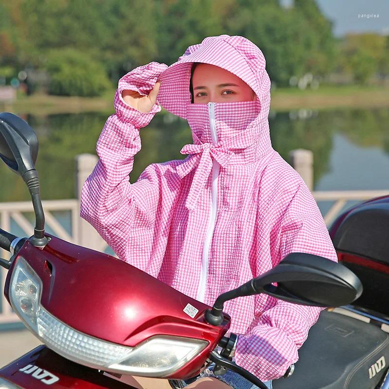 Coletes femininos verão protetor solar roupas gelo seda mangas compridas para cobrir o rosto jaqueta de moda