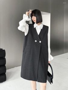 Damesvesten Superaen Spring 2024 Koreaanse stijl Design V-Neck-jurken Fashion ol pak vest-jurk