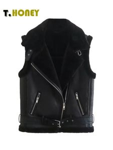 Gilets pour femmes TELLHONEY Femmes Mode Solide Revers Col Fermeture Éclair Avant Ceinture En Cuir Gilet Femme Sans Manches Réversible Gilet Survêtement 221202