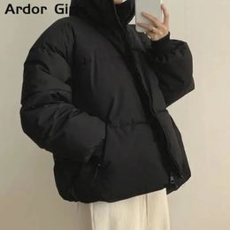 Gilets pour femmes épaissir doudoune femmes hiver à manches longues col roulé zipple femme parka manteau chaud décontracté lâche dame chaud outcoat 231204