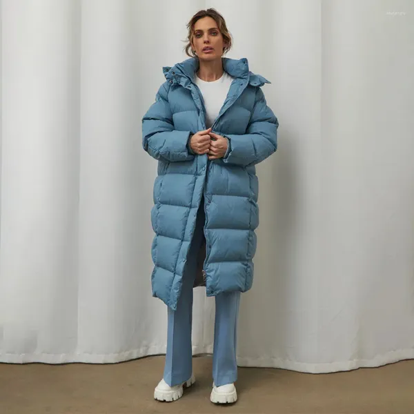 Chalecos de mujer espesar mujeres largas abrigos 2023 otoño invierno suelto con capucha a prueba de viento chaqueta cálida abrigo pato blanco moda outwear ropa