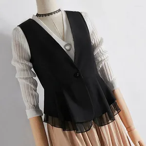 Vêtes de femmes Minaises fines dames Front Draped Cardigan Femmes Blouse Asymétrique Open Sans manches en V Coll L179