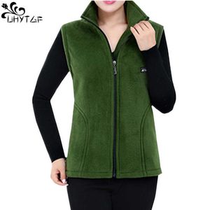 Damesvesten uhytgf 2022 Nieuwe fleece dames herfst Koreaanse losse mouwloze jas dames mode rits zipper casual vest vrouwelijk 442 y2209