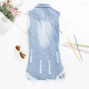 Damesvesten Vest 5xl Zomerstijl Blue Jean Women Chalecos Mujer 2022 Denim Tassel Jacket Colete Feminino Long WaTcoat Plus Size1