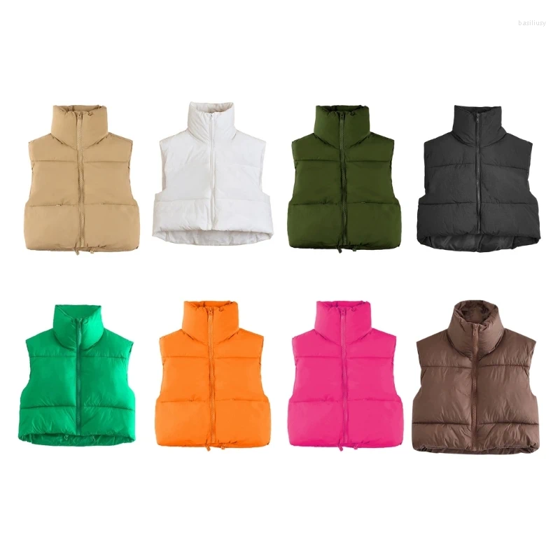 Women's Vests Vest Women Up Stand Collar Sleeveless Lightweight Padded Cropped Puffer Quilted Winter Warm Coat Jackets