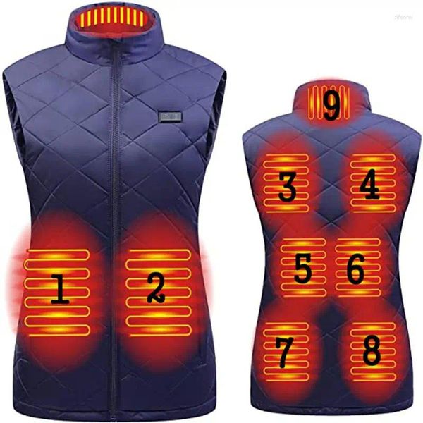 Gilet des femmes Volalo Femmes à 9 zone Double commutateur Chauffage de chauffage d'automne d'automne coton USB infrarouge électrique Suit flexible thermique