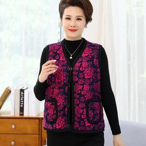 Damesvesten Warm Fleece Print Vest Dames Mouwloos Jasje Vintage Zakknop Tops Koreaanse Herfst Winterkleding