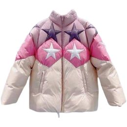 Damesvesten witte eend down jas voor vrouwen vijfpuntig sterrenpatroon kleur matching mode chic puffer jas winter warme parka 230112