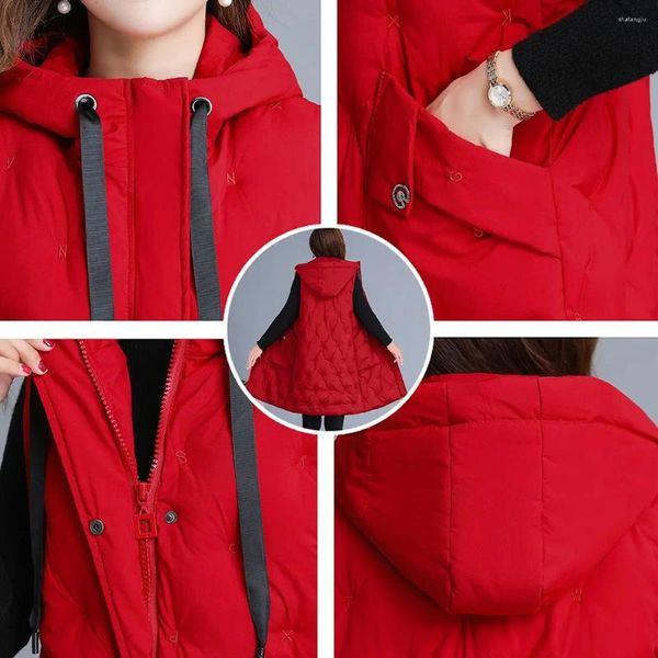 Gilets pour femmes Veste d'hiver Femmes 2023 Manteaux sans manches Cardigan Crop Top Rembourré Gilet Mode coréenne Plus Taille V236