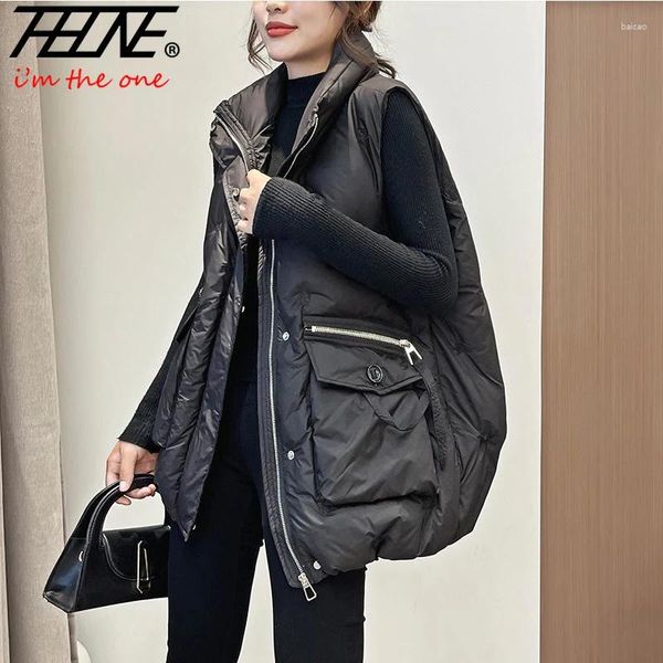 Chalecos de mujer Jackets de invierno para mujeres 2024 Chalecos para Mujer Moda de talla grande Casco Corea de estilo coreano Palacecillos largos Capas