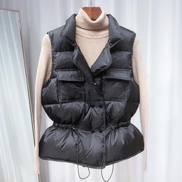 Gilet da donna Gilet invernale Donna Giacca senza maniche corta Gilet leggero BodyWarmer Gilet bianco femminile Giacca a vento Slim Parka CoatWom