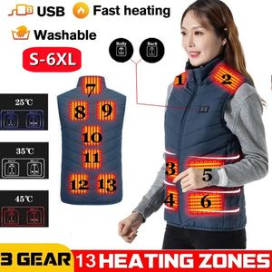 Gilets pour femmes Femmes 13 zones de chauffage veste chauffante manteau chaud gilets thermiques hiver USB gilet chauffant électrique homme gilet S-6XL gilet surdimensionné 231010