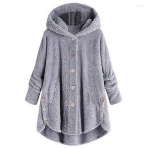 Gilets pour femmes manteaux pour femmes mélanges de laine automne hiver manteau chaud ours en peluche laine veste femme en peluche à capuche pardessus