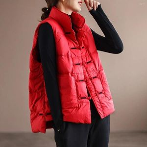 Gilets pour femmes Femmes Automne Hiver Down Gilet Épais Chaud Couleur Unie Veste Lâche Casual Manteaux Gilet Coupe-Vent Manteaux T357