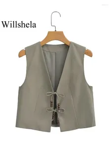 Damesvesten Women Fashion With Beading Army Green Lace Up Vest Mouwloze Jackets Vintage V-Neck Waistcoat vrouwelijke chique tanktops