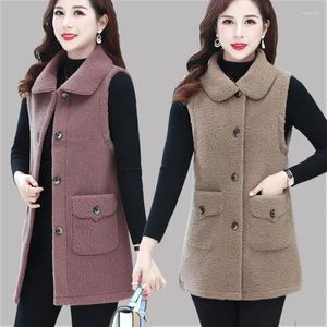 Damesvesten Dames Lamswol 2024 Winter Bovenkleding Warm houden Dikke fleecejassen Dames Mouwloos jack Effen Kleur Damesvest