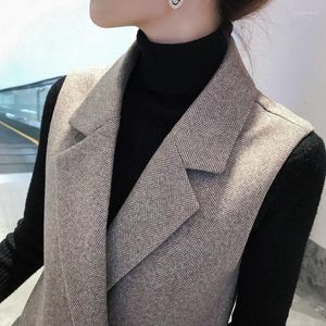 Damesvesten vrouwen lange twill wollen vest causale losse mouwloze jas
