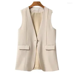 Damesvesten Dames Patchwork Pak Vest Lente Herfst Casual V-hals Enkele knop Kantoor Dames Vest Colete Feminino Tops