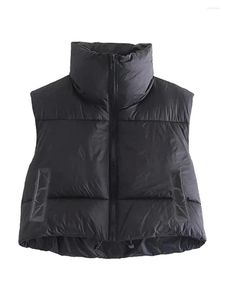 Gilets pour femmes Femmes S Crop Puffer Gilet sans manches léger matelassé doudoune manteau zippé rembourré gilet hiver chaud vêtements d'extérieur