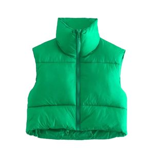 Damesvesten dames mode mode hoge nek bijgesneden vest puff vat voor vrouwen casual mouwloze jassen chique dame winter warme outfits 221114