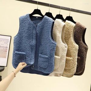 Gilets pour femmes Gilet en laine d'agneau pour femmes pour femmes bouton polaire jusqu'à gilet décontracté fermeture éclair automne hiver manteau Casaco