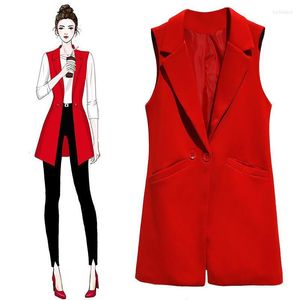 Gilets pour femmes Femmes Femmes 2022 Printemps Automne Gilet Veste sans manches Manteau Femme Blazer Formel Travail Lady Bureau Vintage Slim Costume