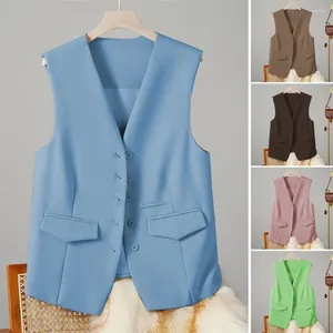 Damesvesten vrouwen vest elegant v nek vest voor formele kantoorkleding met een met één borte ontwerp met een vaste kleur pendelen