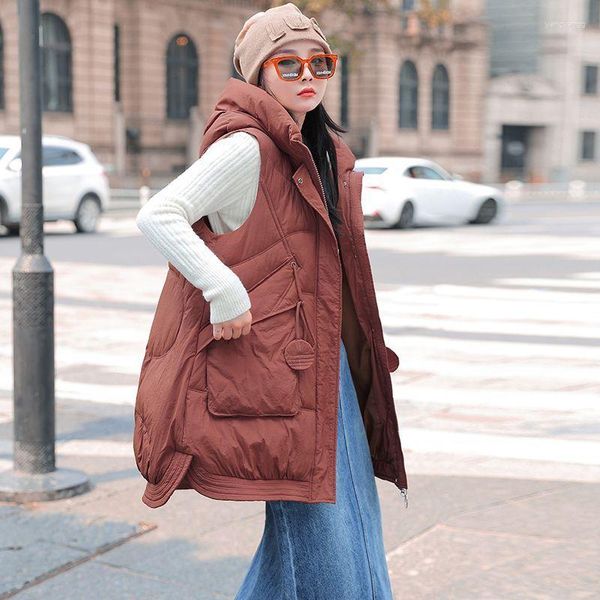 Chalecos de mujer chaleco para mujeres invierno capucha sin mangas de invierno