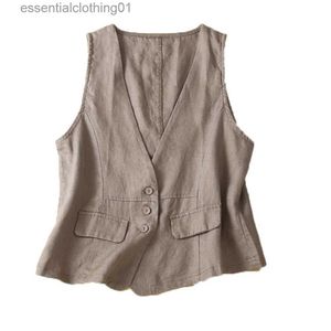 Gilets pour femmes Femmes gilets pardessus manteau gilet pour femmes mode vêtements élégant décontracté Vintage Streetwear coton lin femmes vêtements nouveau L2322