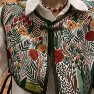 Damesvesten vrouwen vintage bloemen borduurwerk trendy all-match baggy veter streetwear verleidelijk ontworpen 2024 zomer esthetiek