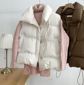 Gilets pour femmes femmes hiver chaud coton rembourré sans manches Parkas veste coréenne vers le bas pardessus couleur unie gilet ample