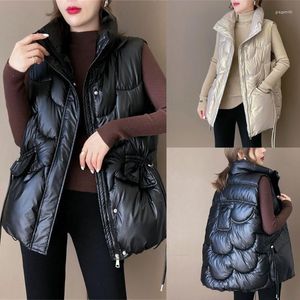 Chalecos de mujer Chaleco con cremallera para mujer Lovely Puffer Mujer Chaleco sin mangas suelto y cálido