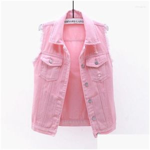 Femmes Automne Femmes Plus La Taille Denim Gilet Sans Manches Veste Manteau Collège Étudiants Gilet Casual Jeans Vestes Oversi Dhqed