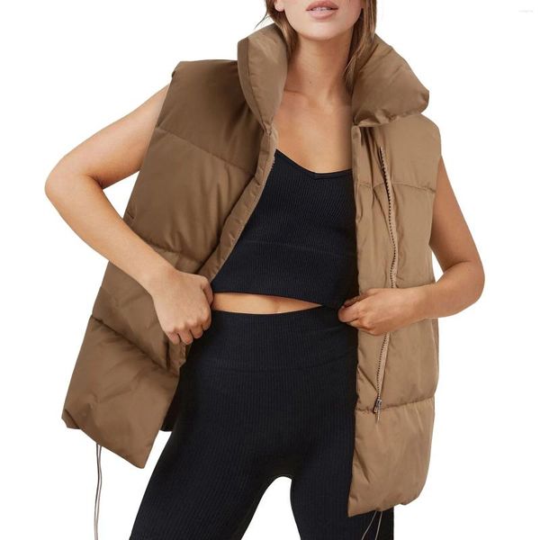 Chalecos de mujer Chaleco de algodón para mujer Otoño e invierno Corto Estilo americano Moda Ropa exterior Trajes básicos Puffer